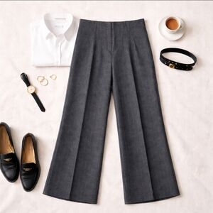 Adrienne Vittadini Size 8 Tailored Wide Leg Pinstripe Trousers | High Rise